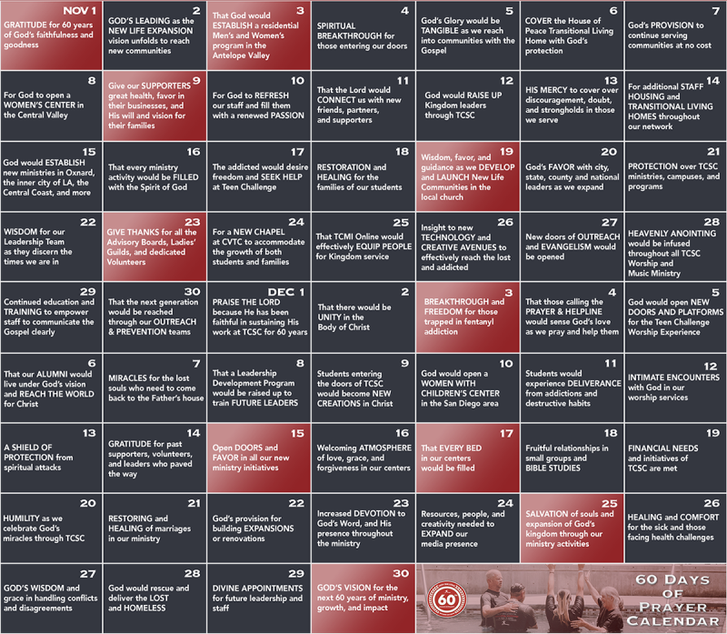 60 days of prayer teen challenge of southern california